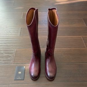 NIB! Frye Melissa Button 2 Knee-High Boots Wine Extended Sz 7M